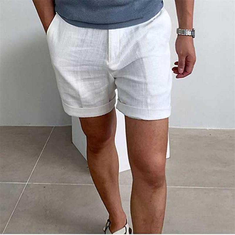 Herr Linne Strandshorts Klassisk Stil-3