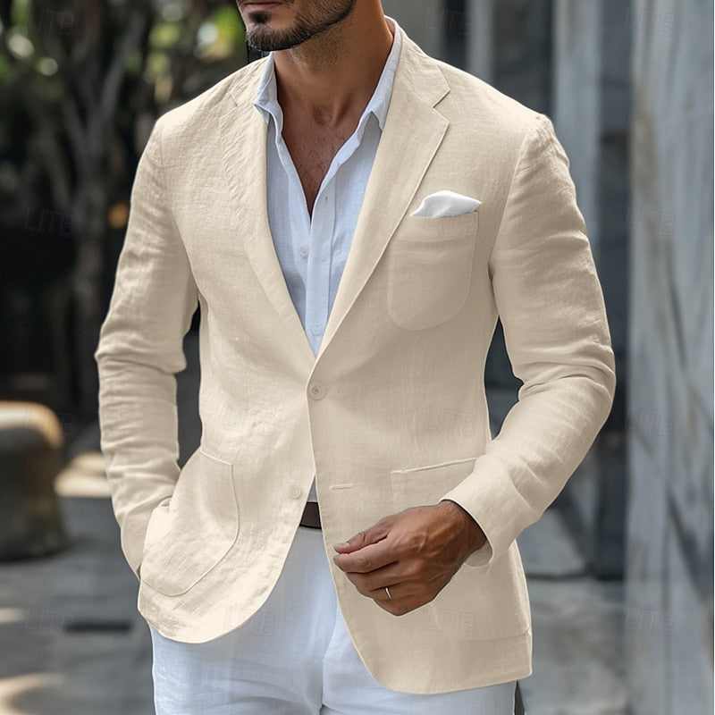 Dam Linne Blazer Elegant och Lätt för Sommar-2