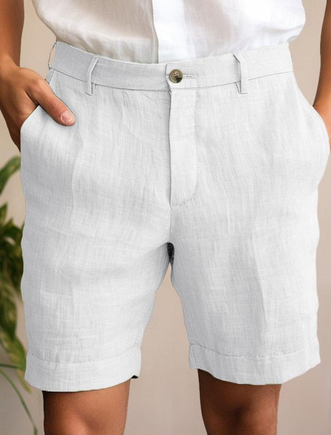 Herr Linne Shorts Sommar Lätt Material-1