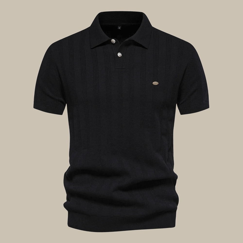 Herr Merino Ull Polo Skjorta Kortärmad Elegant Stil-3