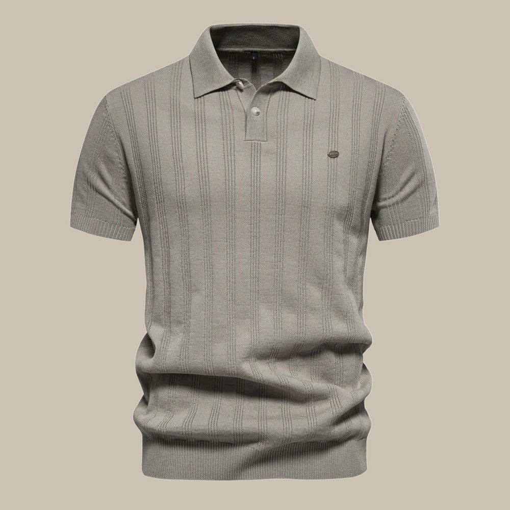 Herr Merino Ull Polo Skjorta Kortärmad Elegant Stil-4