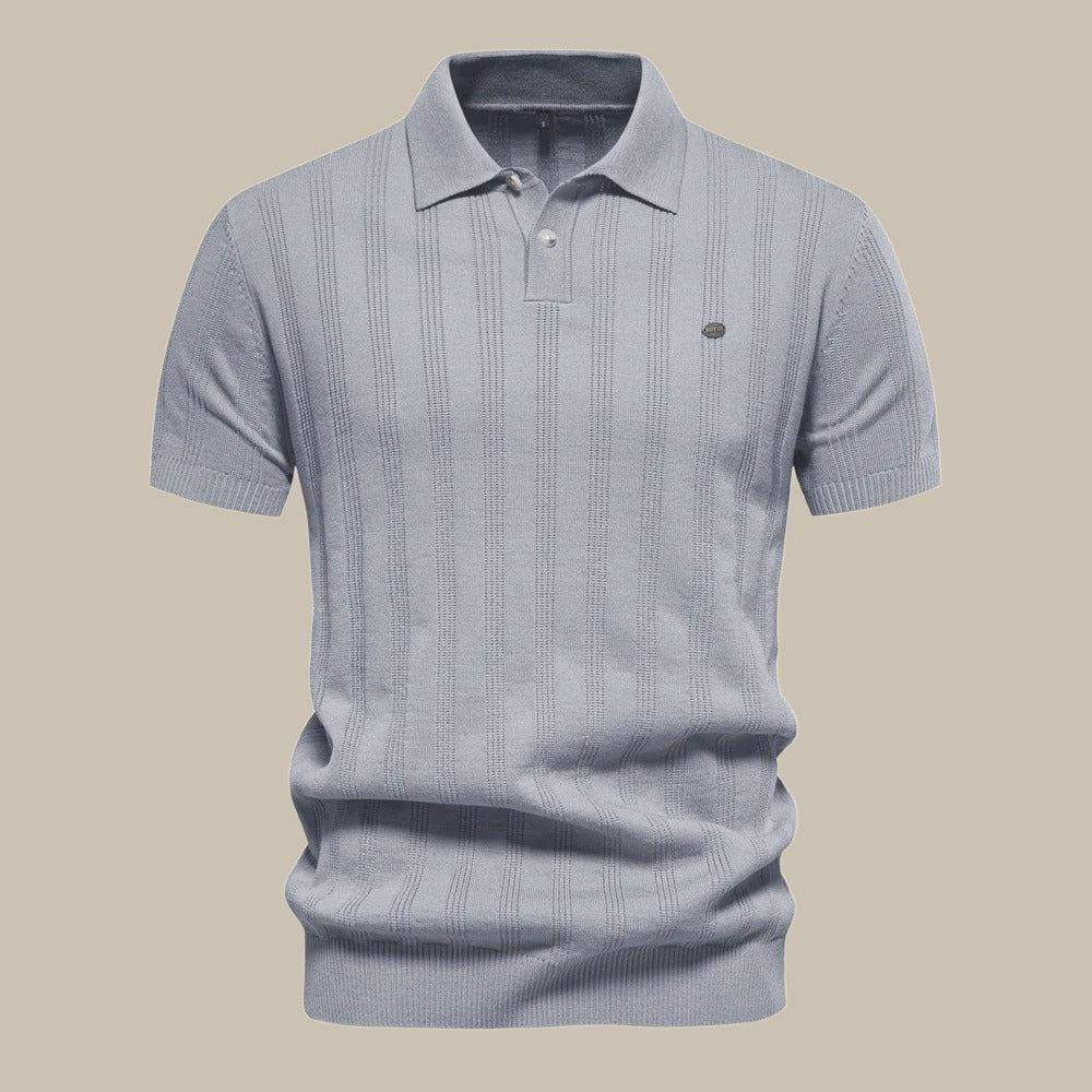 Herr Merino Ull Polo Skjorta Kortärmad Elegant Stil-5
